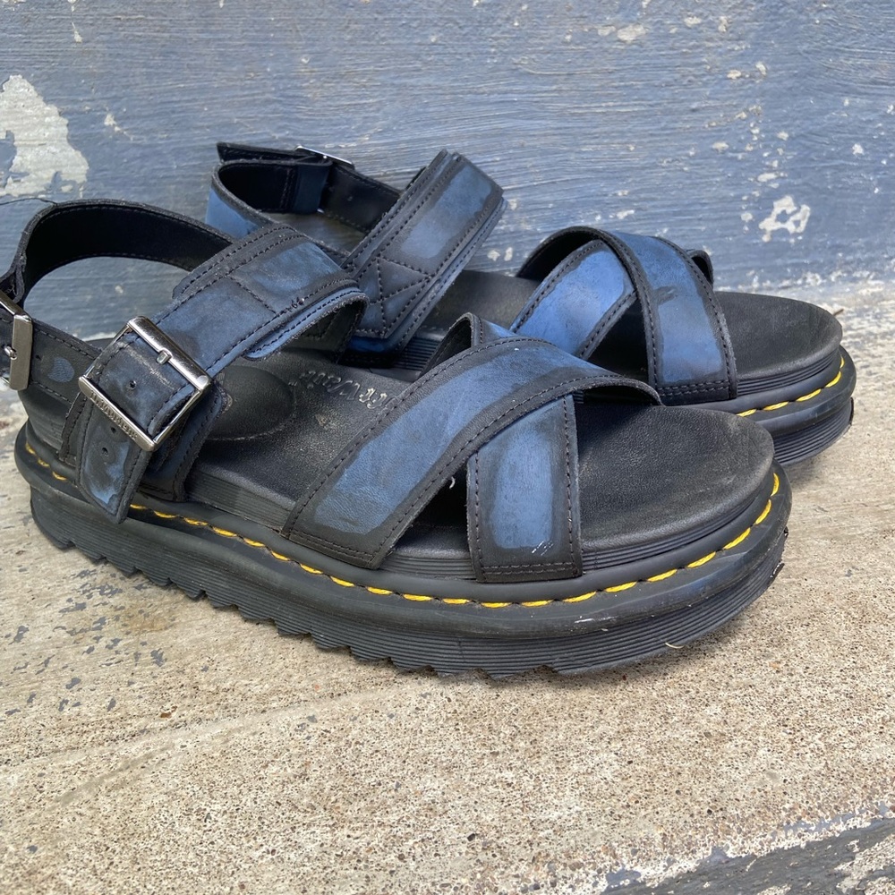 Dr. Martens Black and Blue Platform Sandals